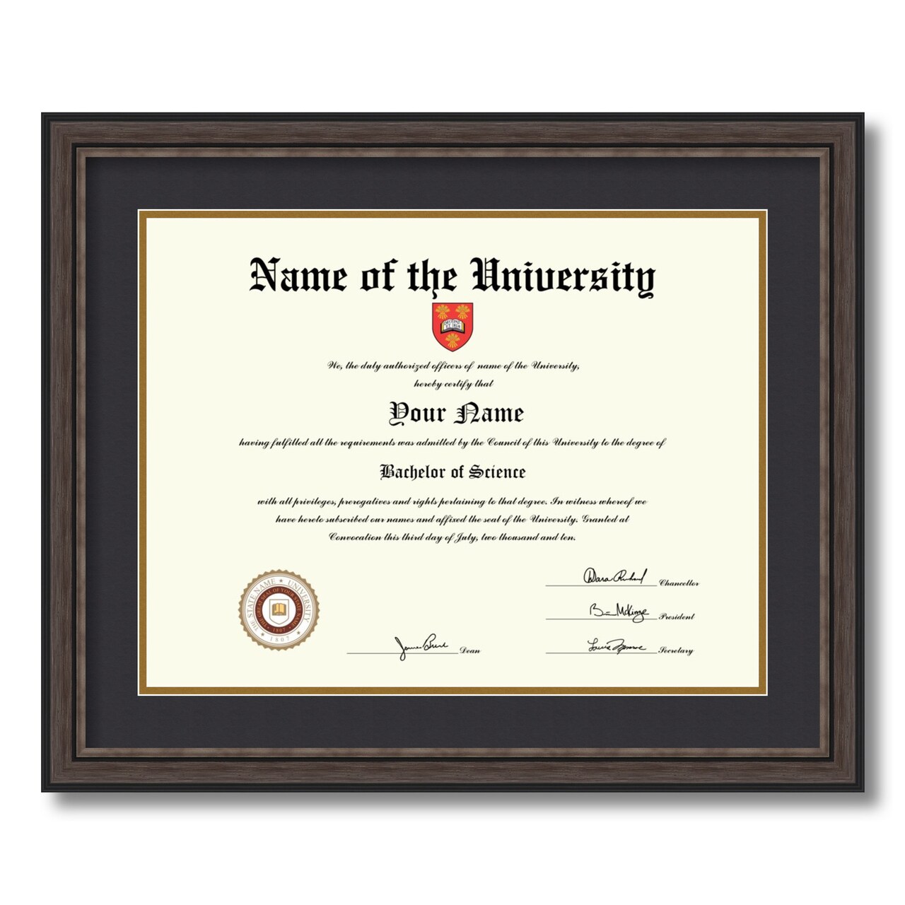 ArtToFrames 13x17 inch Diploma Frame - Framed with Black and Gold Mats, Comes with Regular Acrylic and Sawtooth Hanger for Wall Hanging (D-13x17)